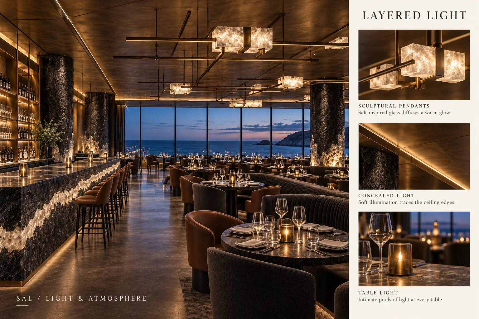 Layered light at dusk: the room recedes as the horizon performs.