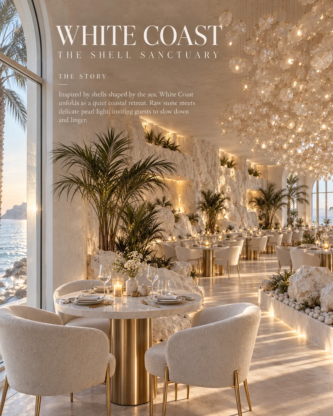 Chamber by chamber, arched openings turn guests toward the water.